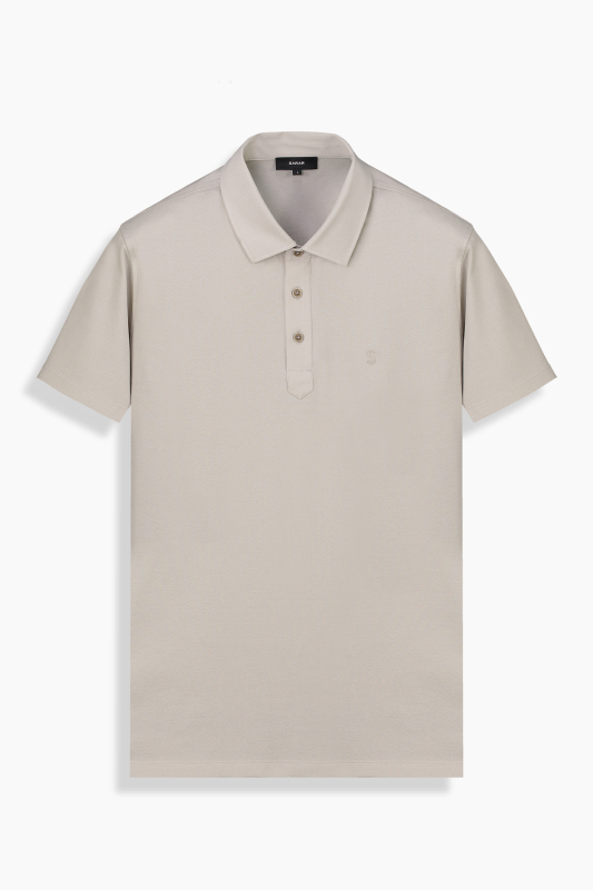 Polo Yaka Kısa Kol Bej Tişört 