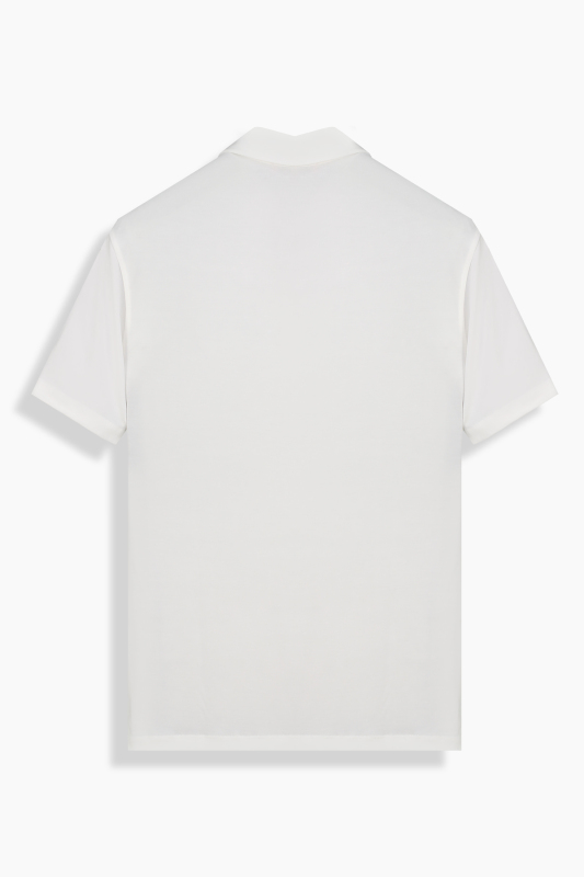 Polo Yaka Kısa Kol Beyaz Tişört - INTERVIEW