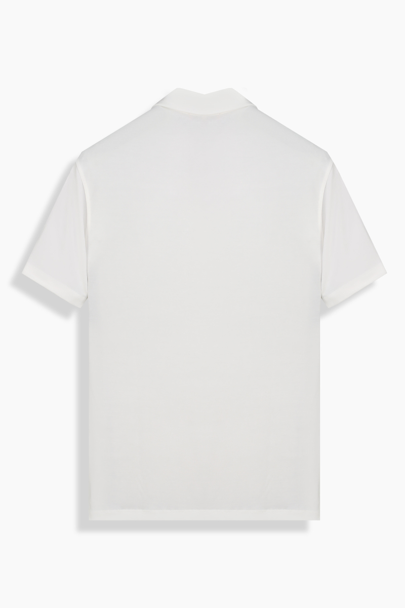 Polo Yaka Kısa Kol Beyaz Tişört - 2