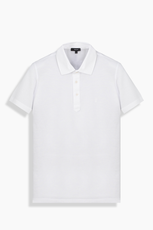 Polo Yaka Kısa Kol Beyaz Tişört 