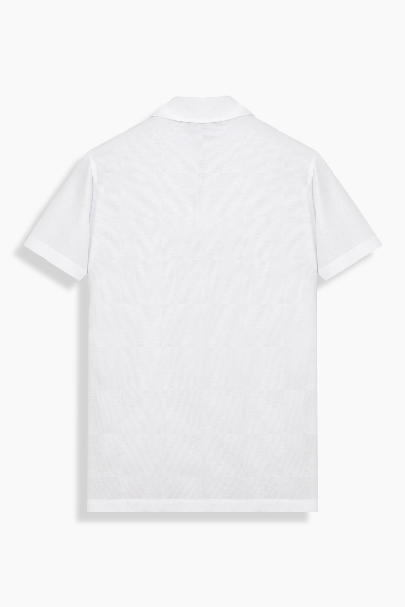 Polo Yaka Kısa Kol Beyaz Tişört - 2