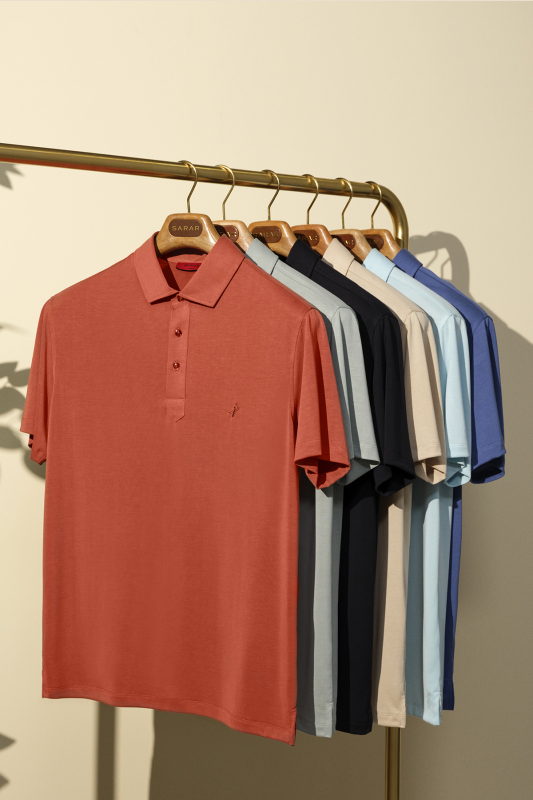 Polo Yaka Kısa Kol Kiremit Tişört 