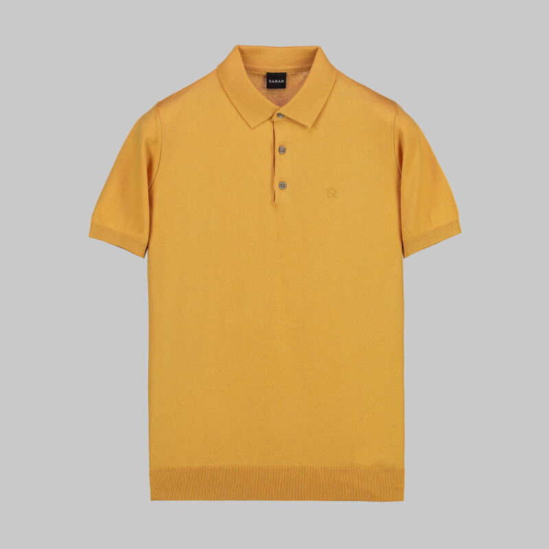 Polo Yaka Kısa Kol Pamuklu Somon Rengi Triko 