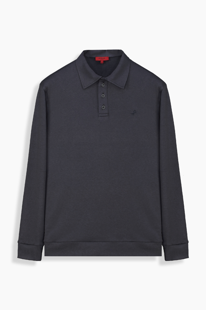 Polo Yaka Koyu Gri Sweatshirt - 1