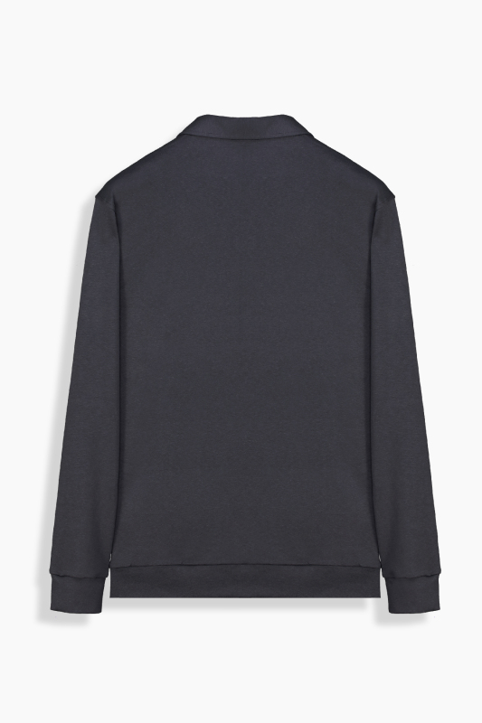 Polo Yaka Koyu Gri Sweatshirt - INTERVIEW (1)