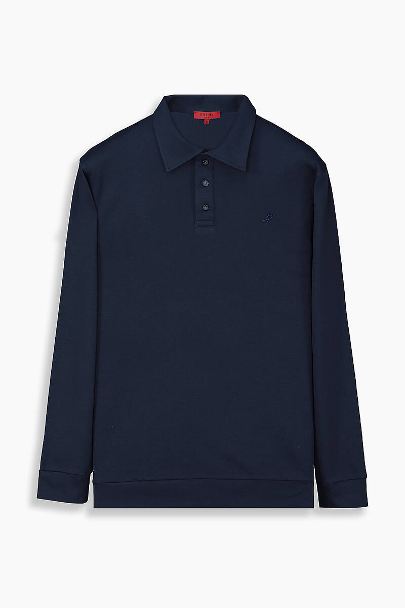 INTERVIEW Polo Yaka Lacivert Sweatshirt
