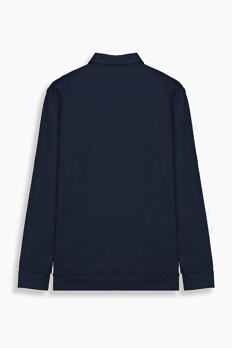 Polo Yaka Lacivert Sweatshirt - 2
