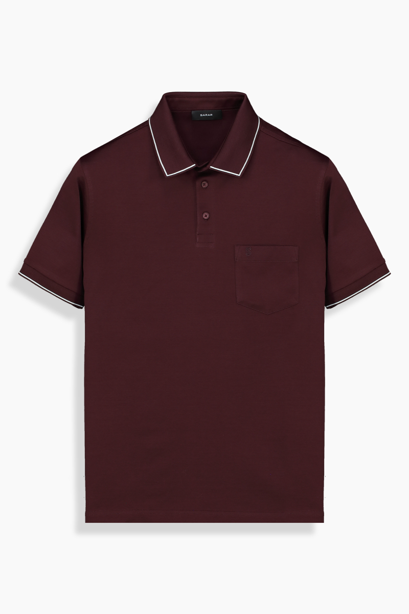 Polo Yaka Merserize BordoTişört - 1