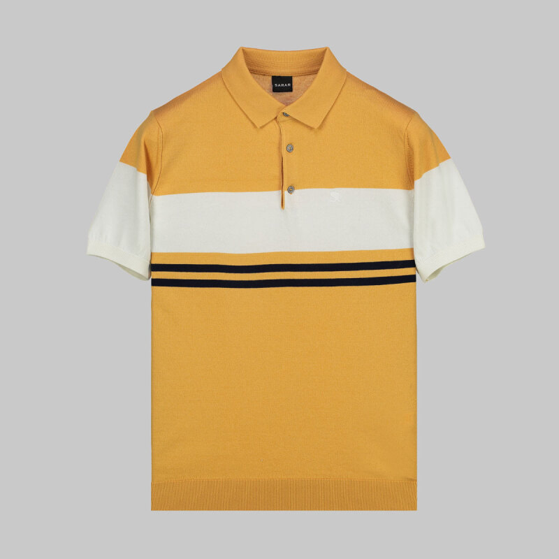 Polo Yaka Pamuklu Camel Tişört - SARAR