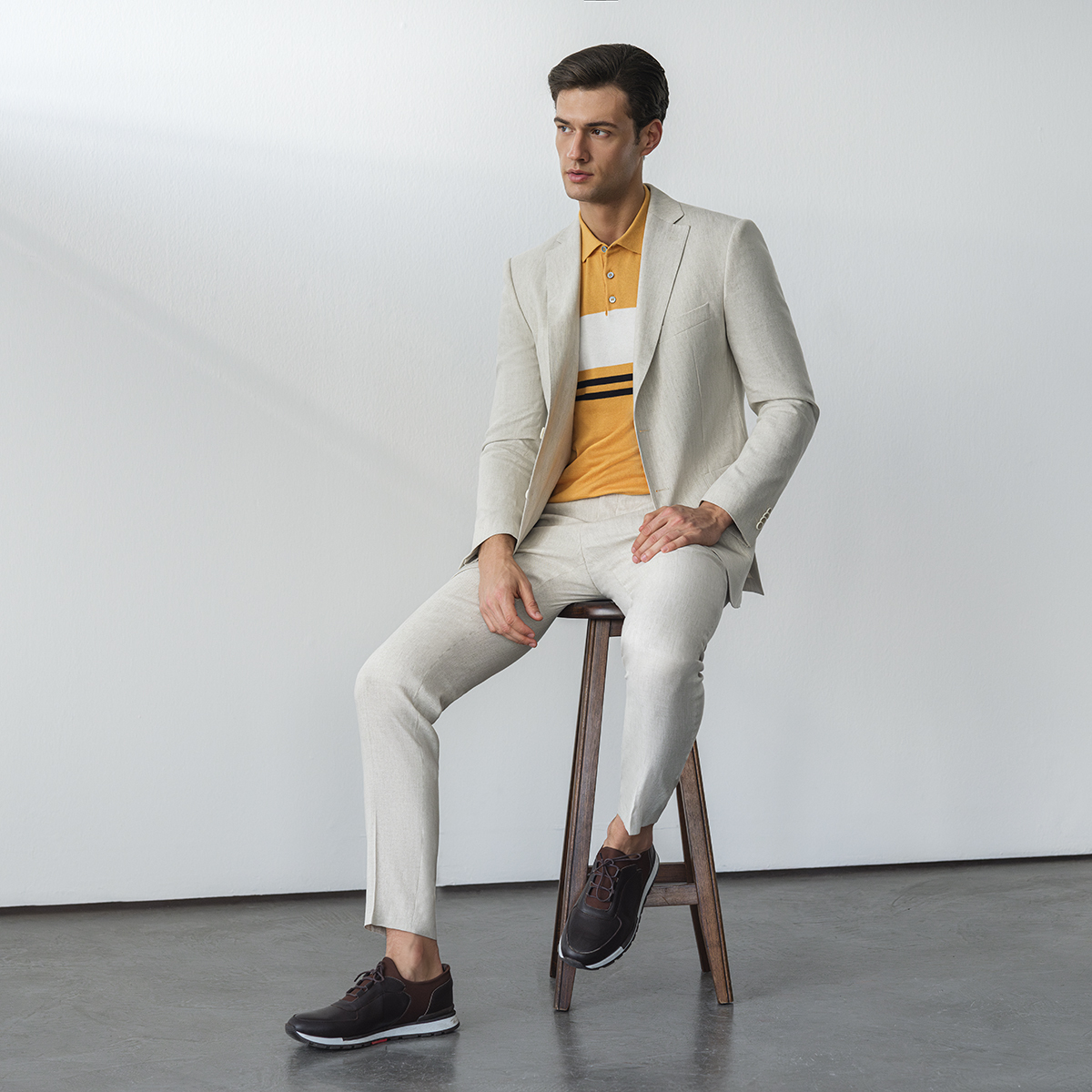 Polo Yaka Pamuklu Camel Tişört - 4