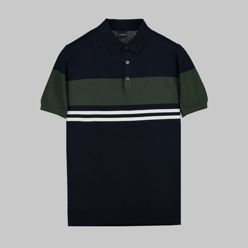 Polo Yaka Pamuklu Lacivert Tişört - SARAR