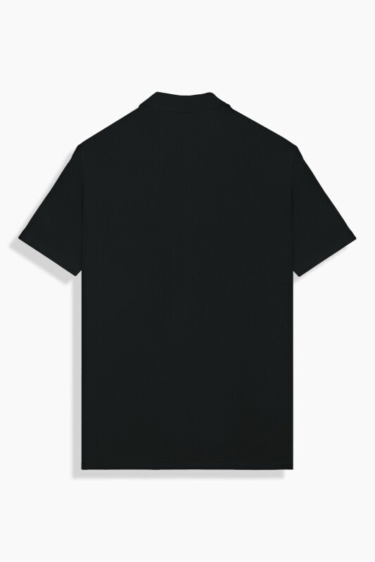 Polo Yaka Pamuklu Siyah Tişört - SARAR