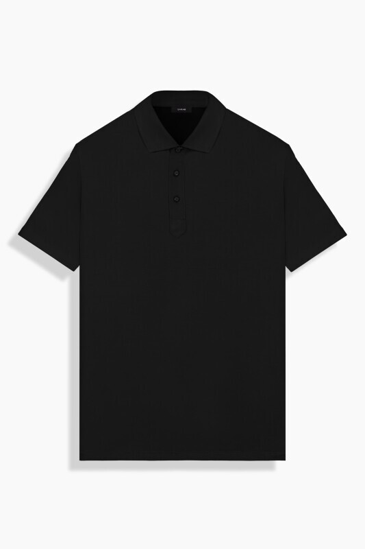 Polo Yaka Pamuklu Siyah Tişört - SARAR