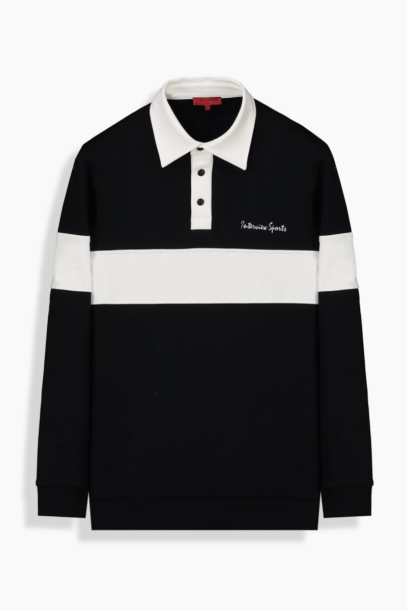 Polo Yaka Siyah Sweatshirt - 1
