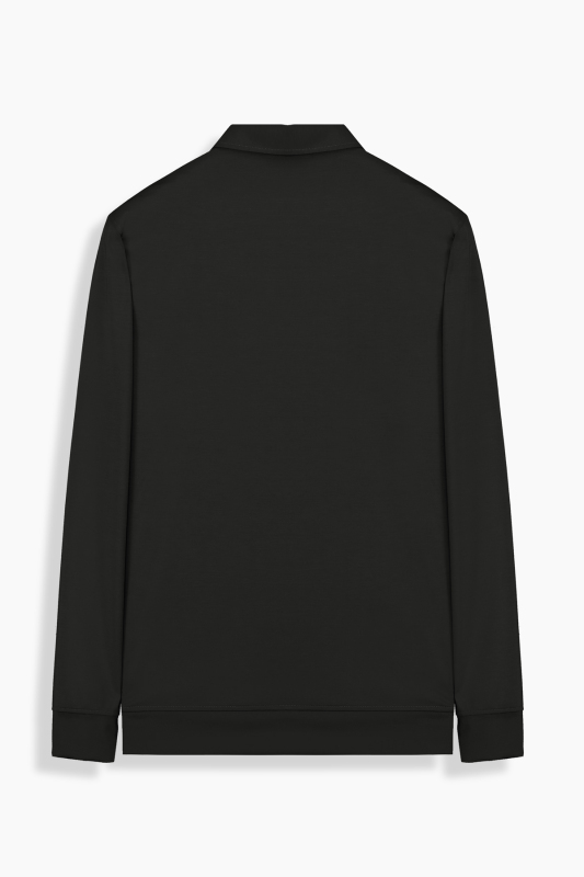 Polo Yaka Siyah Sweatshirt - INTERVIEW