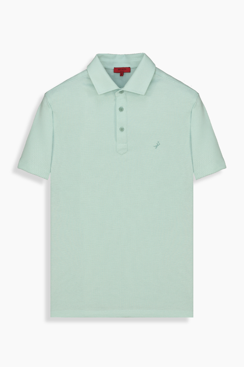 Polo Yaka Standart Kesim Mint Yeşili Tişört - 1