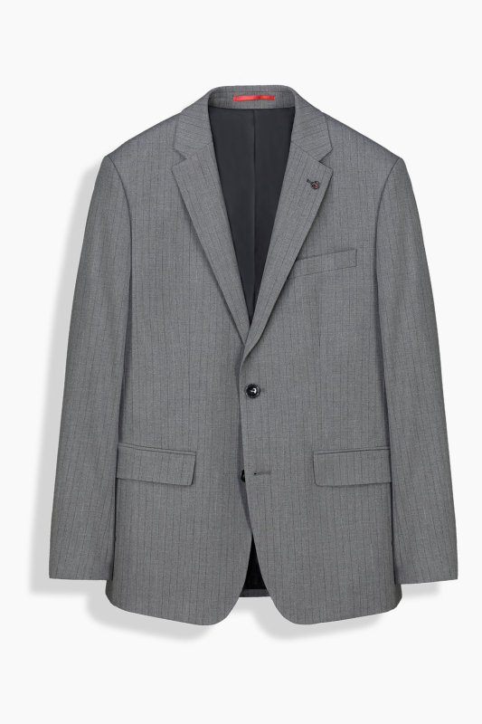 Poseidon Resta Relax Fit Çizgili Gri Takım Elbise - INTERVIEW