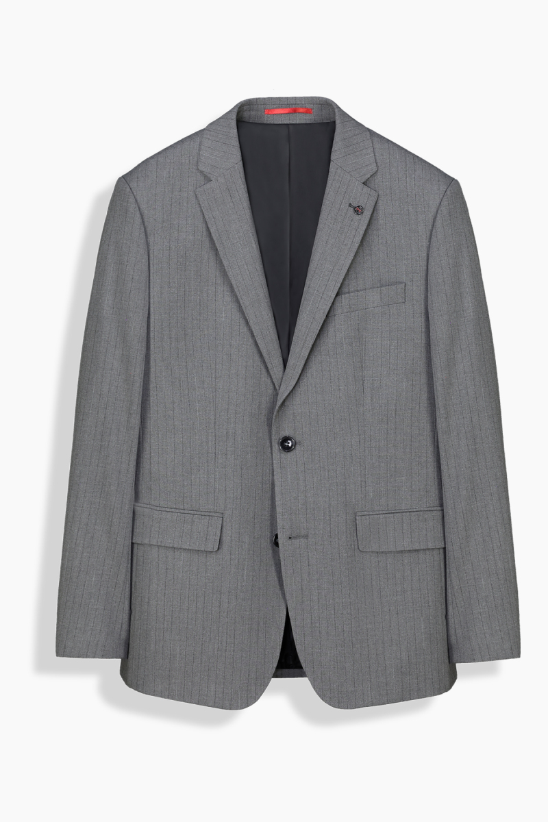 Poseidon Resta Relax Fit Çizgili Gri Takım Elbise - 3