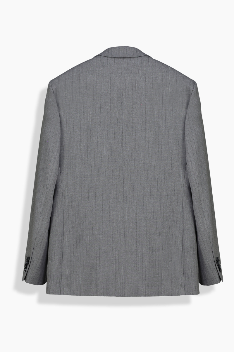 Poseidon Resta Relax Fit Çizgili Gri Takım Elbise - 4