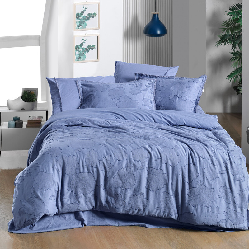 Prado Nevresim Takımı King Size Mavi - SAREV