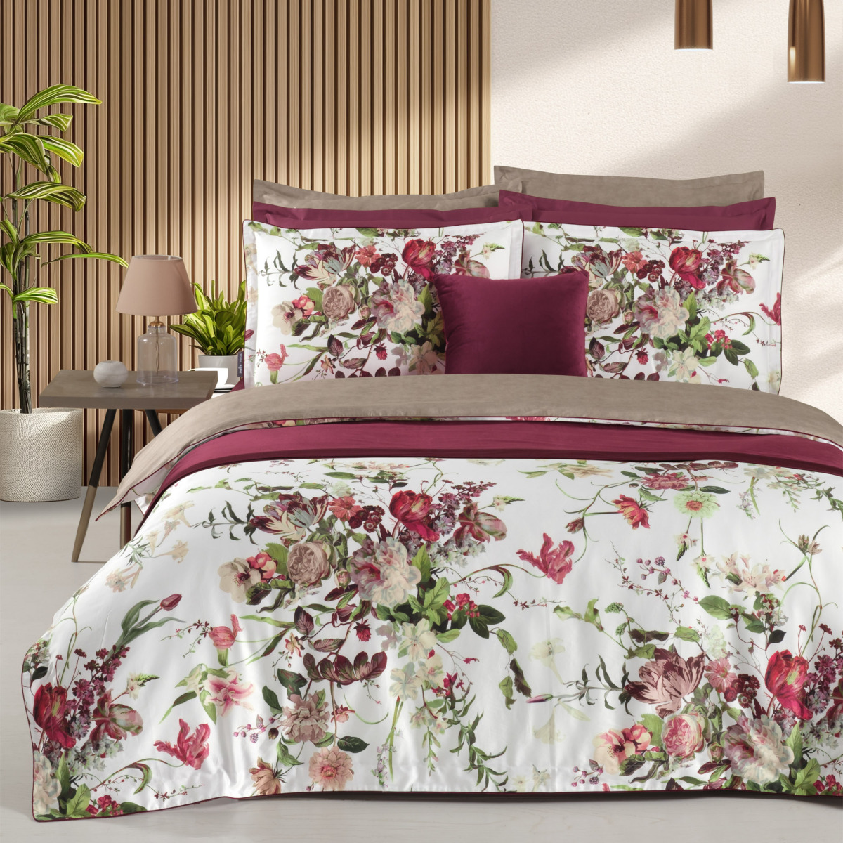 Bella Rose Pamuk Saten Nevresim Takımı King Size - 1