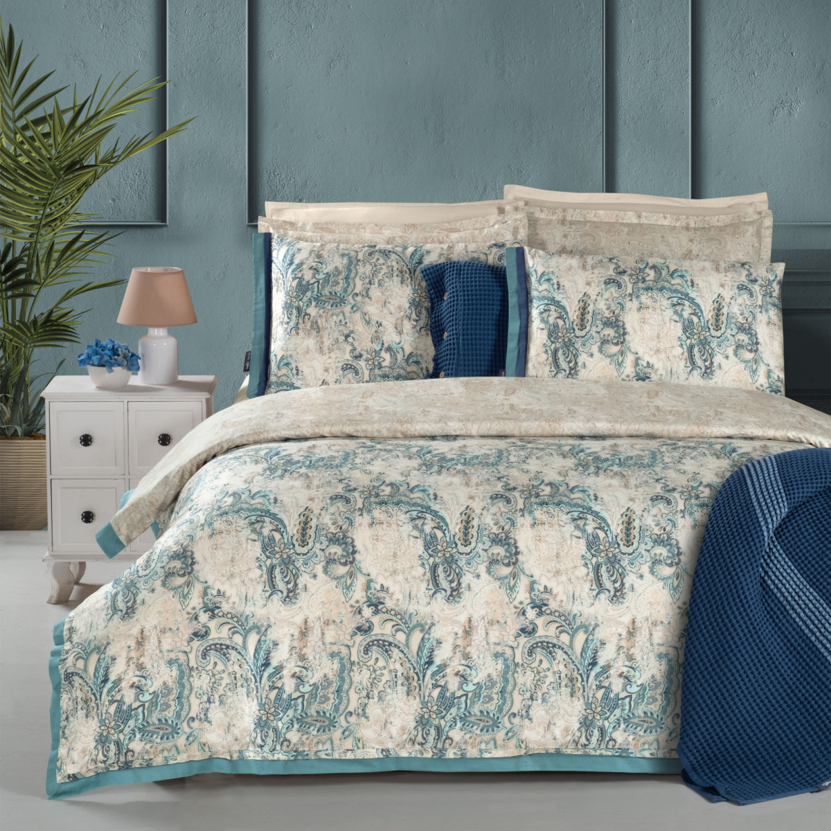Grand Pamuk Saten Nevresim Takımı King Size - 1