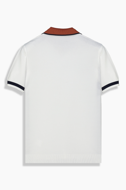 Regular Fit Ekru Açık Polo Yaka Tişört - INTERVIEW