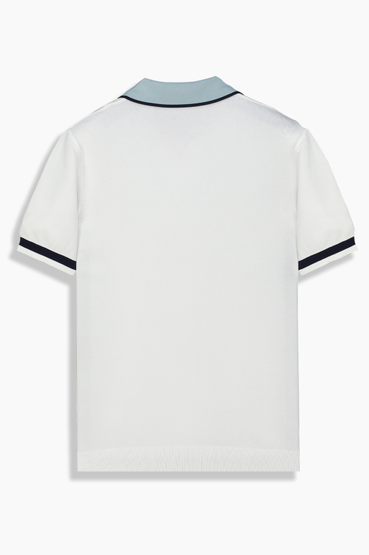 Regular Fit Mavi Yakalı Açık Polo Yaka Tişört - INTERVIEW