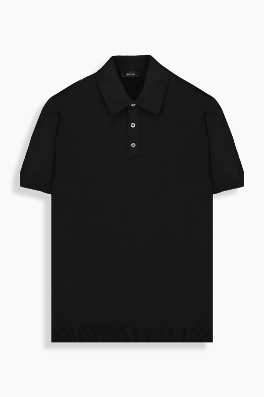 Regular Fit Pamuklu Siyah Polo Yaka Tişört - SARAR