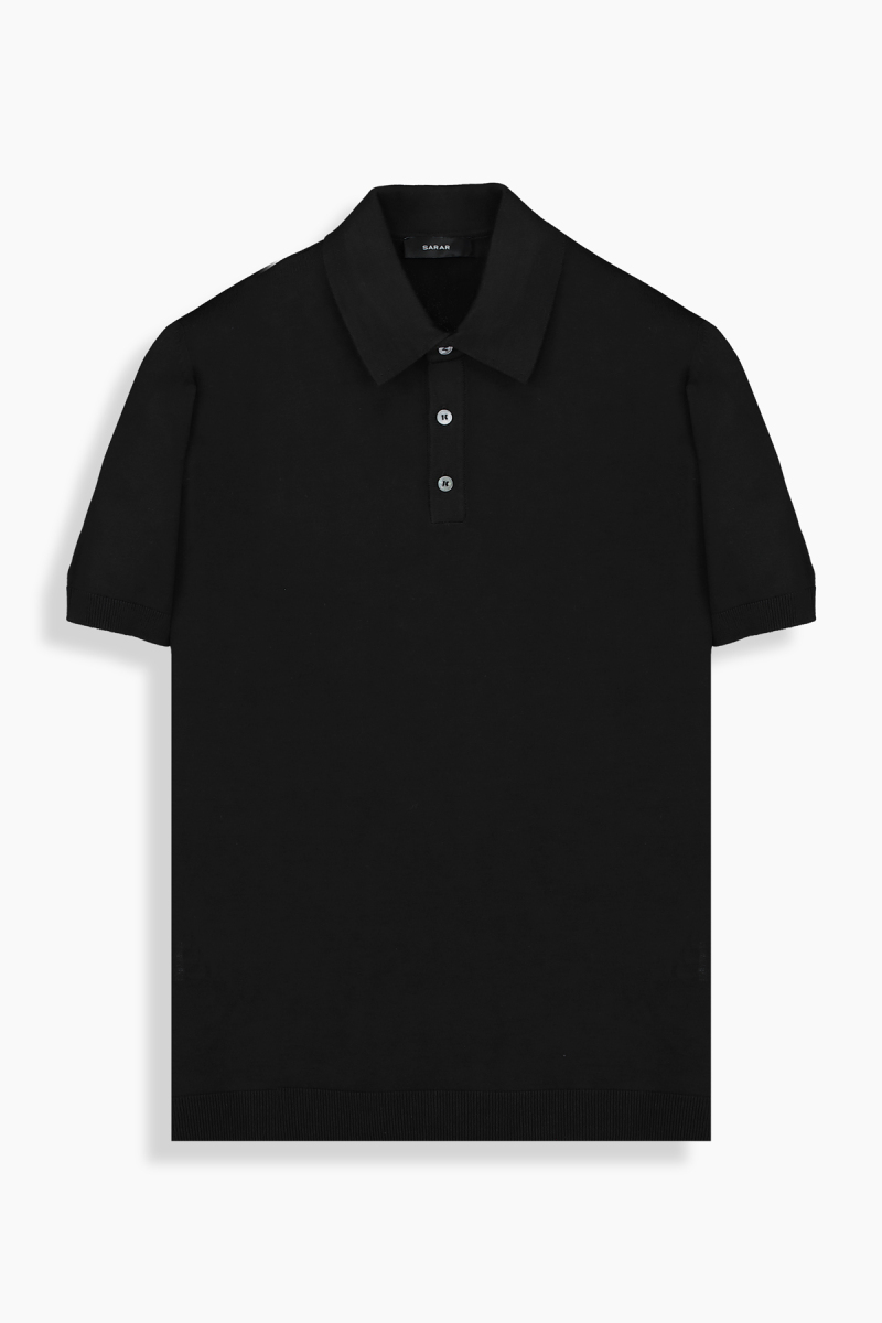 Regular Fit Pamuklu Siyah Polo Yaka Tişört - 1