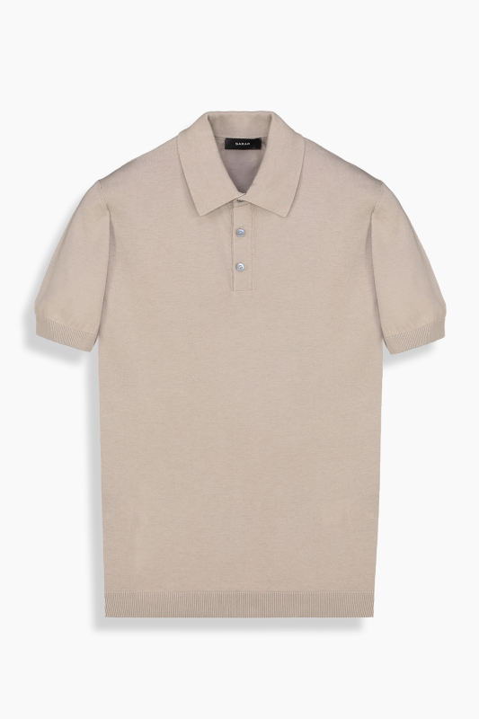 Regular Fit Polo Yaka Bej Triko Tişört - SARAR