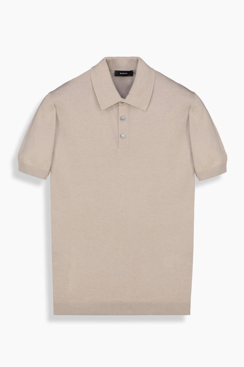Regular Fit Polo Yaka Bej Triko Tişört - 1