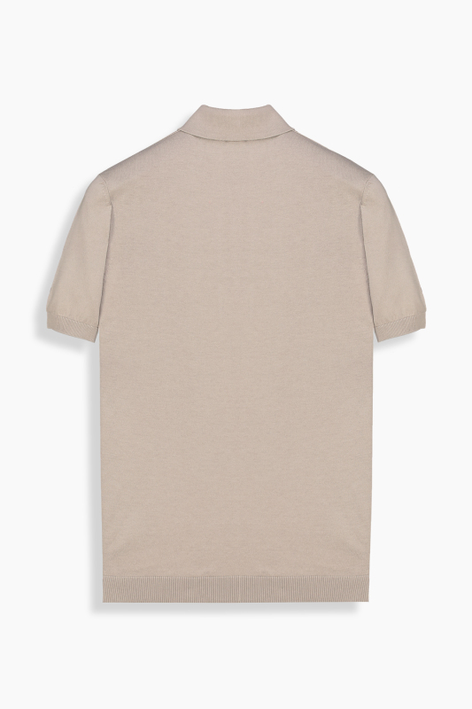 Regular Fit Polo Yaka Bej Triko Tişört - SARAR