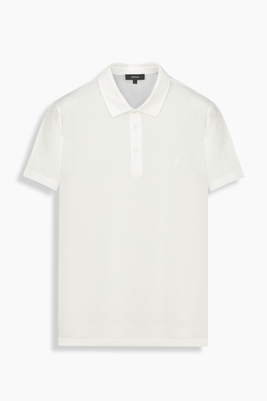 Regular Fit Polo Yaka Pamuklu Beyaz Tişört - SARAR
