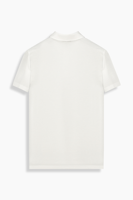 Regular Fit Polo Yaka Pamuklu Beyaz Tişört - SARAR