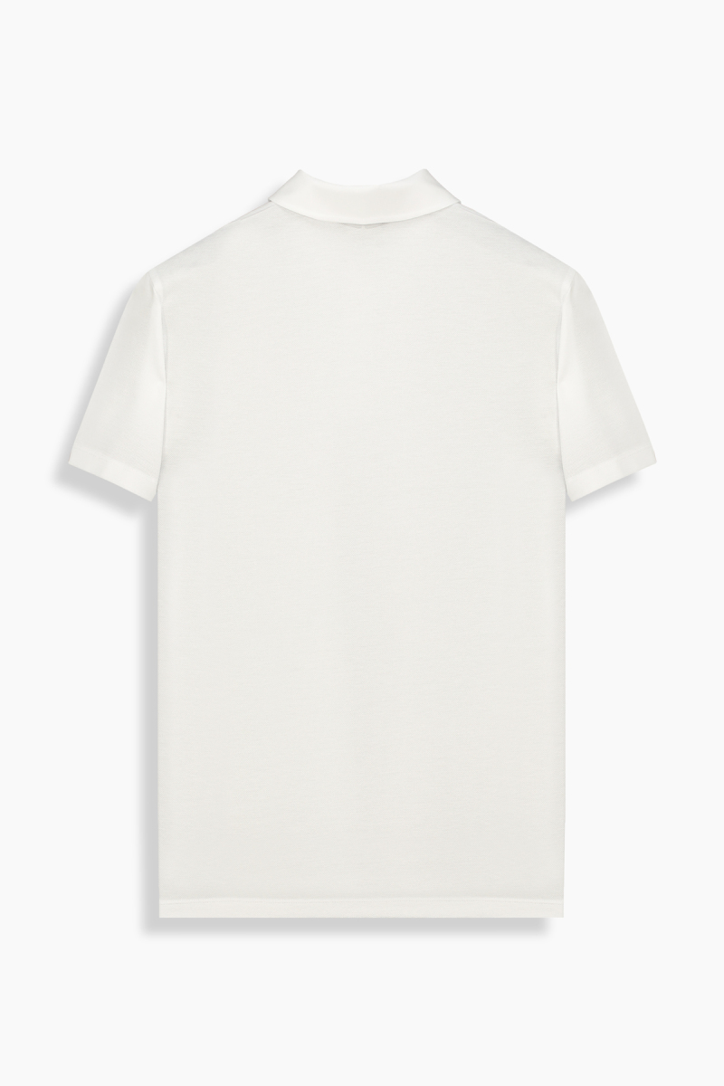 Regular Fit Polo Yaka Pamuklu Beyaz Tişört - 2