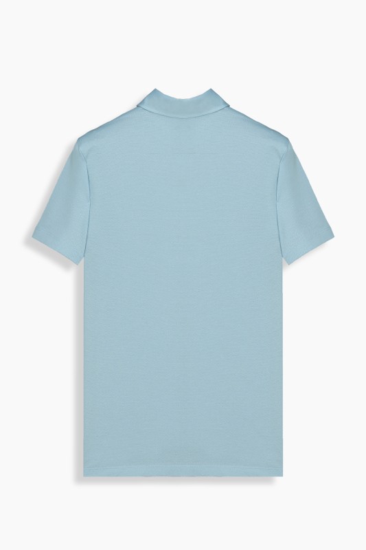 Regular Fit Polo Yaka Pamuklu Mavi Tişört - SARAR
