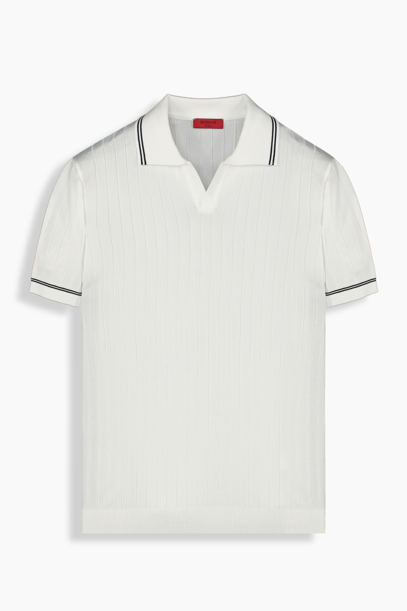 Relax Fit Ekru Fitilli Triko Polo Tişört - 1
