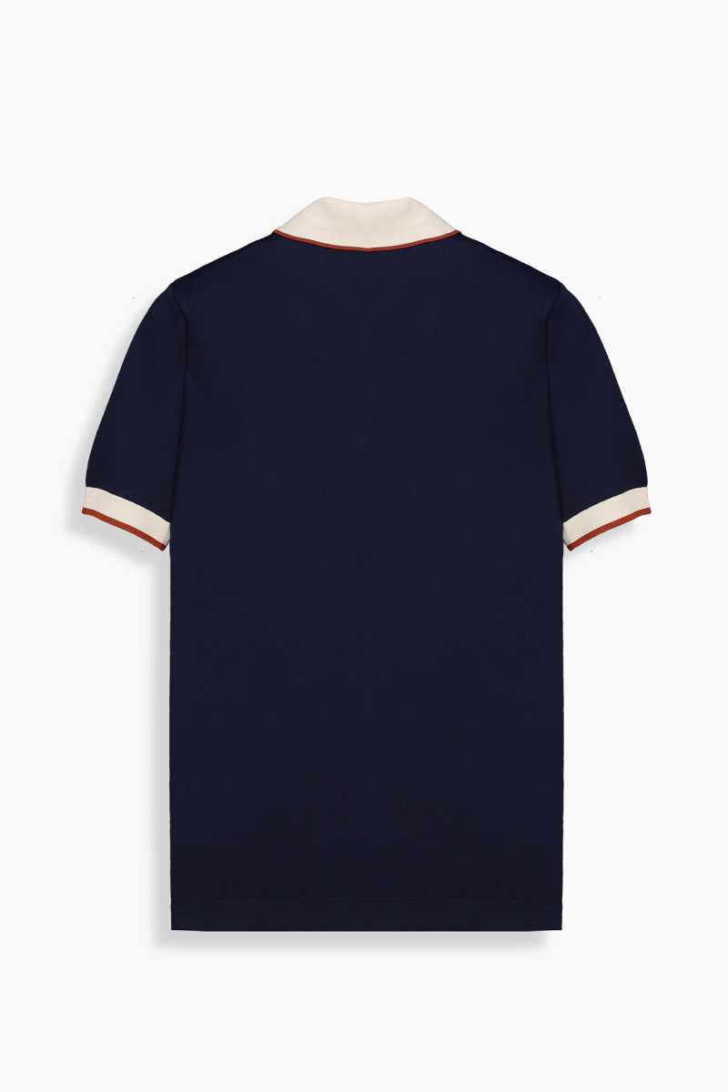 Relax Fit Kontrast Polo Yaka Lacivert Triko Tişört - 2