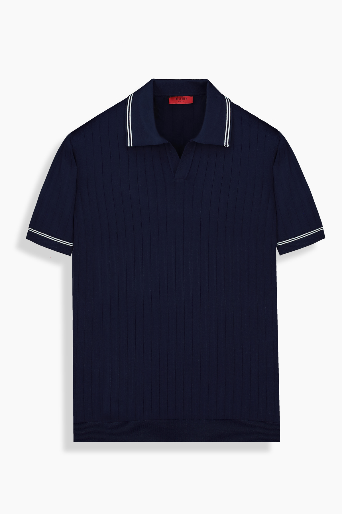 Relax Fit Lacivert Fitilli Triko Polo Tişört
