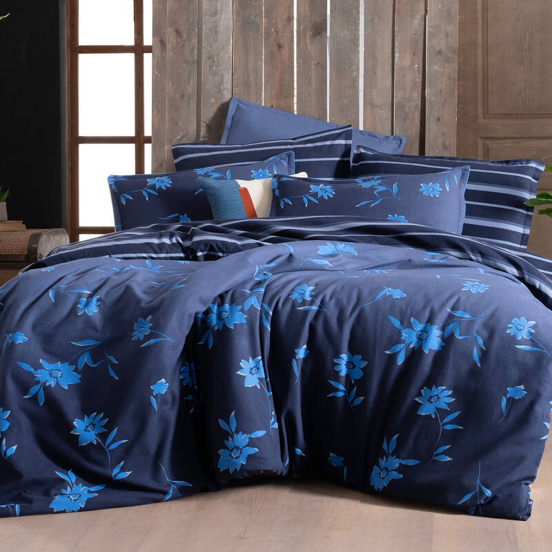 Renata Flanel King Size Lacivert Nevresim Takımı - 1