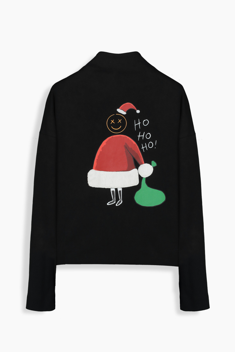 Rento Santa Relax Fit Siyah Fermuarlı Sweatshirt - 2