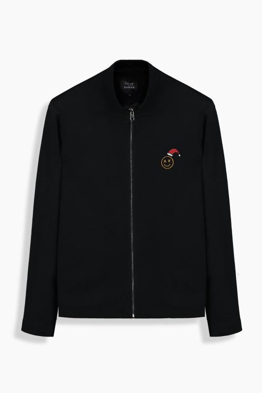 Rento Santa Relax Fit Siyah Fermuarlı Sweatshirt 