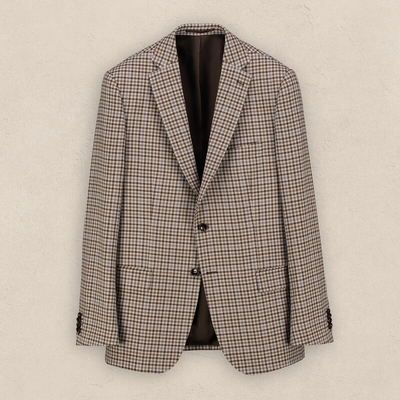 Rexford Regular Fit Desenli Kareli Kahverengi Ceket 