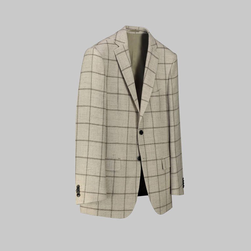 Rexford Regular Fit Kareli Desenli Bej Ceket - SARAR (1)
