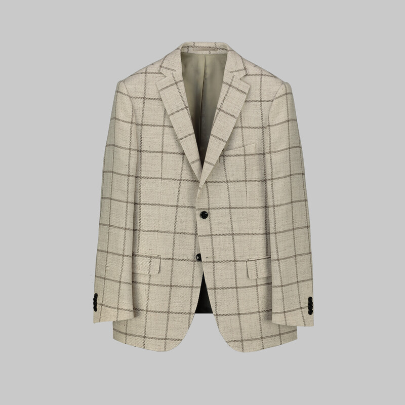 Rexford Regular Fit Kareli Desenli Bej Ceket 