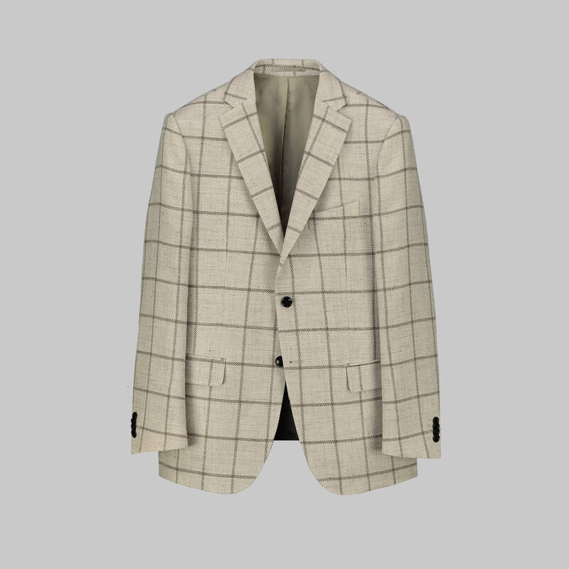 Rexford Regular Fit Kareli Desenli Bej Ceket - 1