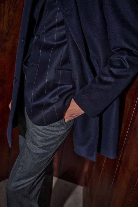 Rexford Regular Fit Çizgili Lacivert Ceket 