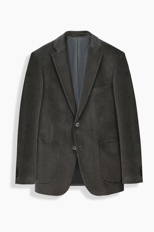 Rexford Regular Fit Fitilli Kadife Koyu Gri Ceket - SARAR