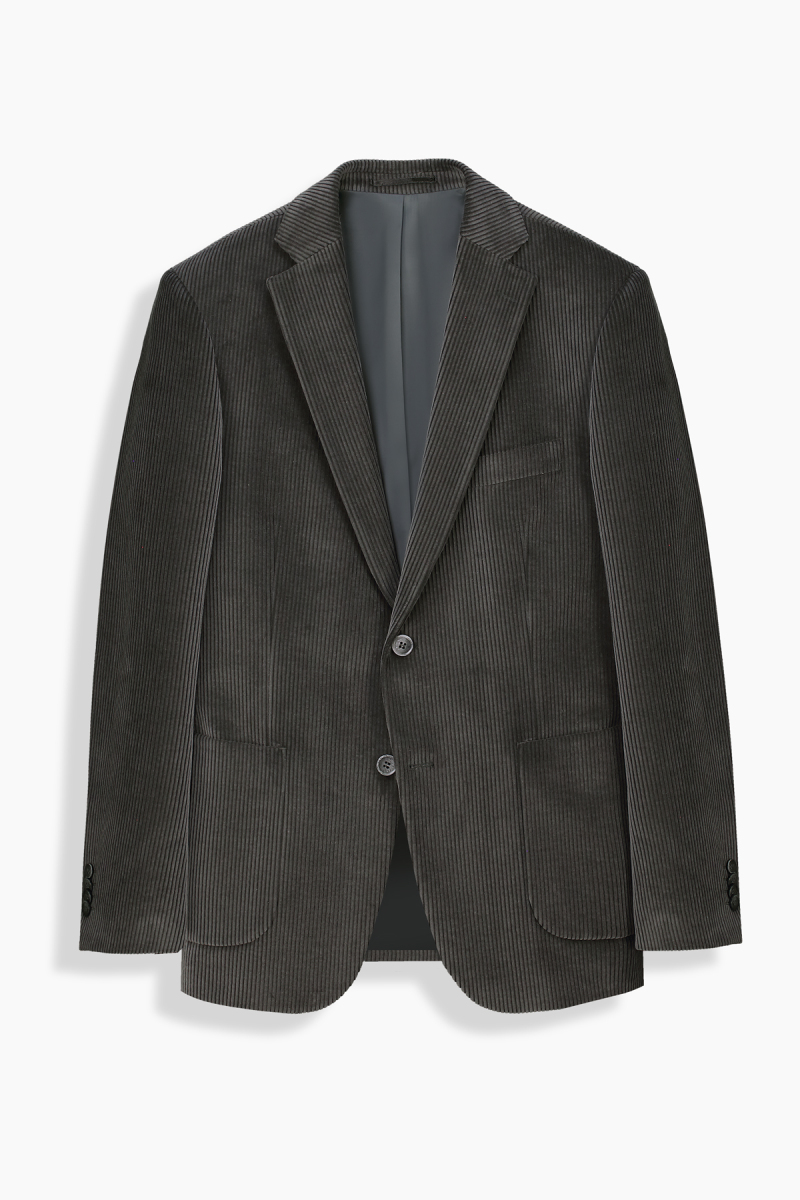 Rexford Regular Fit Fitilli Kadife Koyu Gri Ceket - 2